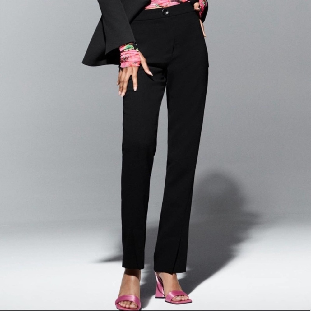 zara high waisted pants with vents black small